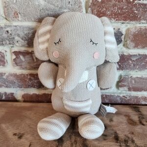 Theodore Elephant Plush Rattle Stuffed Knit Baby Toy